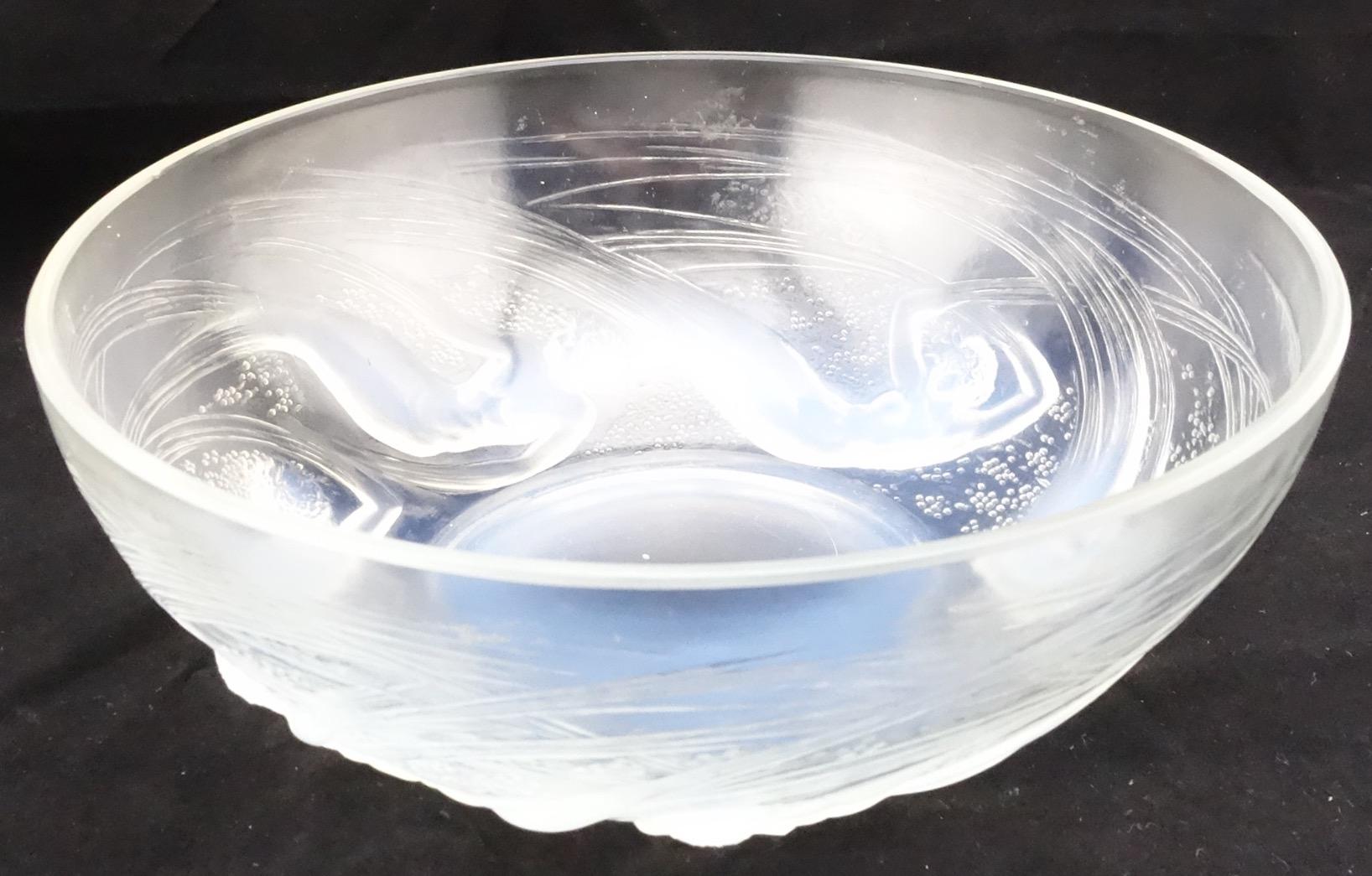 Molded R. Lalique Ondines Opalescent Glass Bowl, circa 1930s