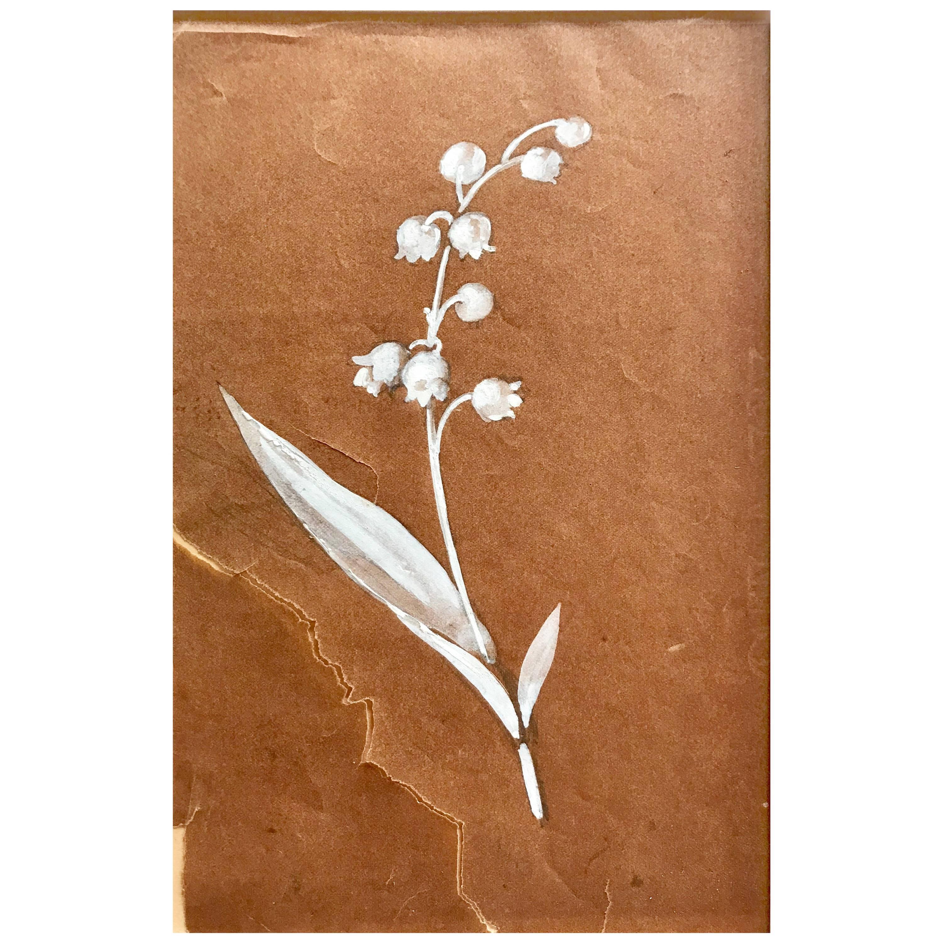 R. Lalique paper Gouache White Gouache Study Flower french 1915 Listed catalog For Sale
