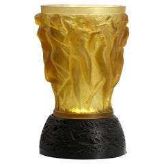 R. Lalique Rare and Important Rene Lalique Yellow Amber Bacchantes Vase