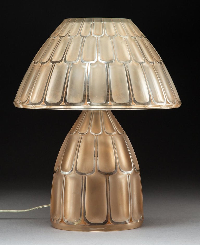 R. Lalique Saint-Nabor Frosted Glass Lamp, circa 1927 In Excellent Condition In Saint-Ouen, FR