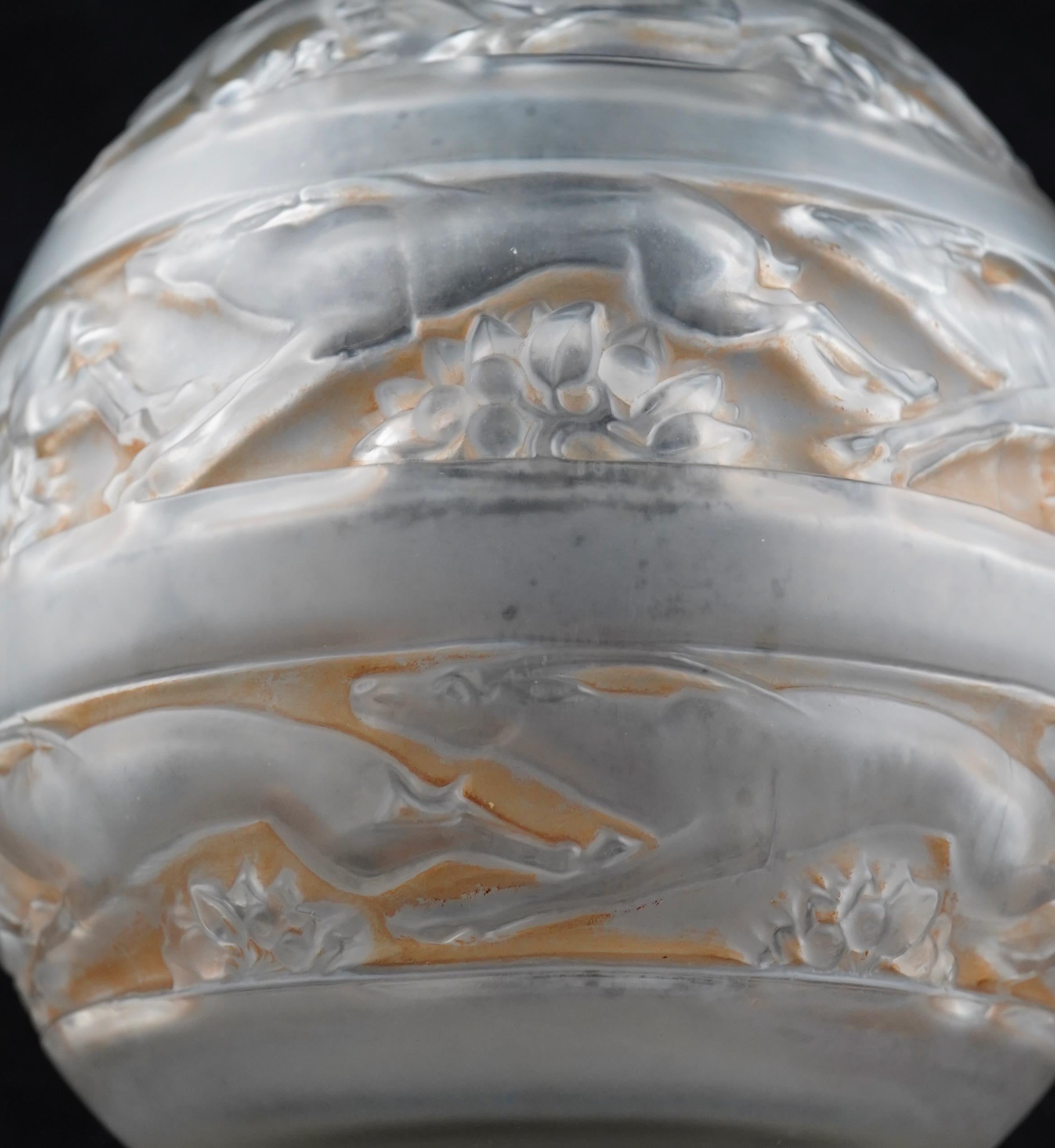 Art Déco R Lalique Vaso Soudan Patina Seppia Circ 1927 Art Deco in vendita