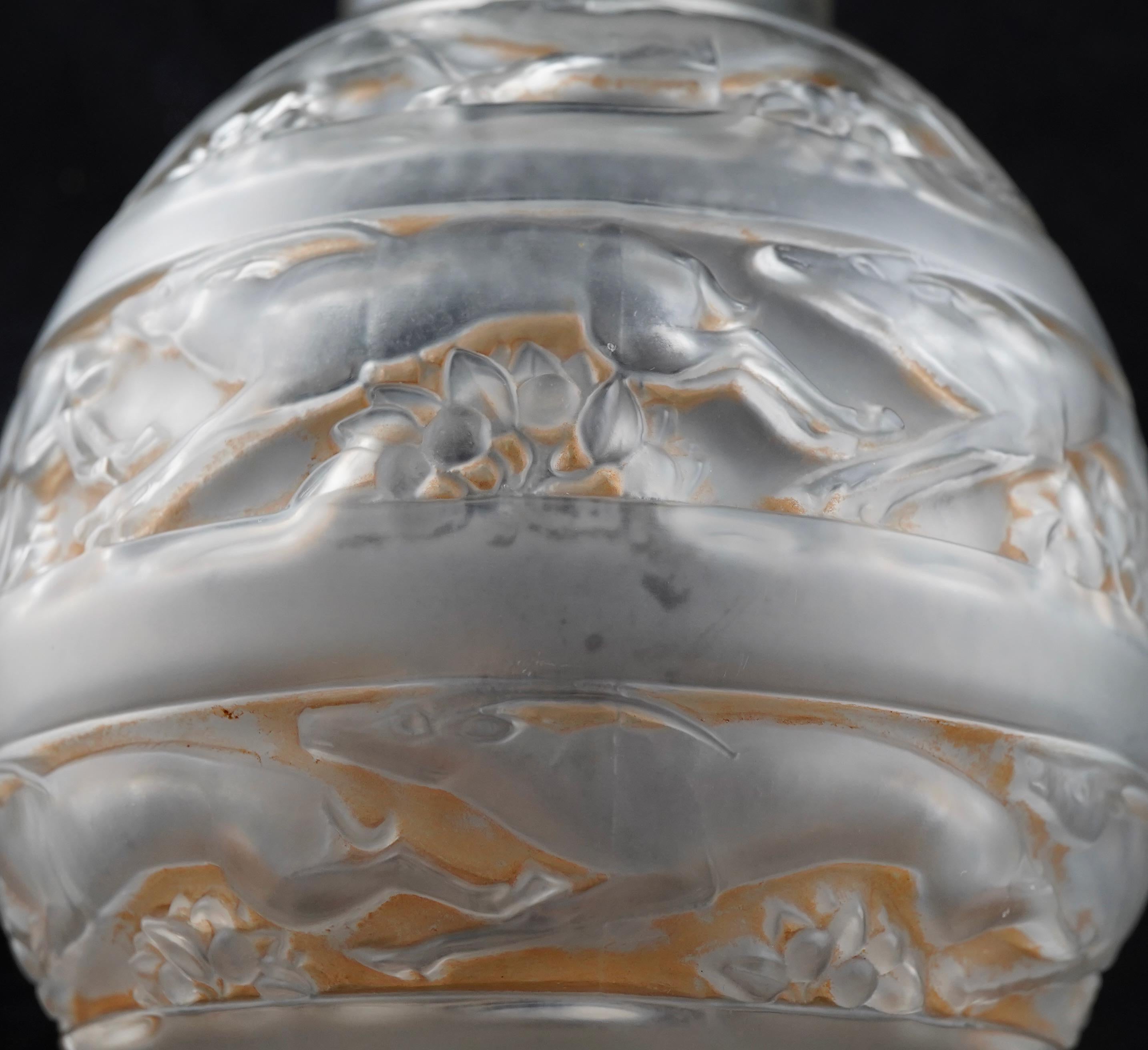 Francese R Lalique Vaso Soudan Patina Seppia Circ 1927 Art Deco in vendita