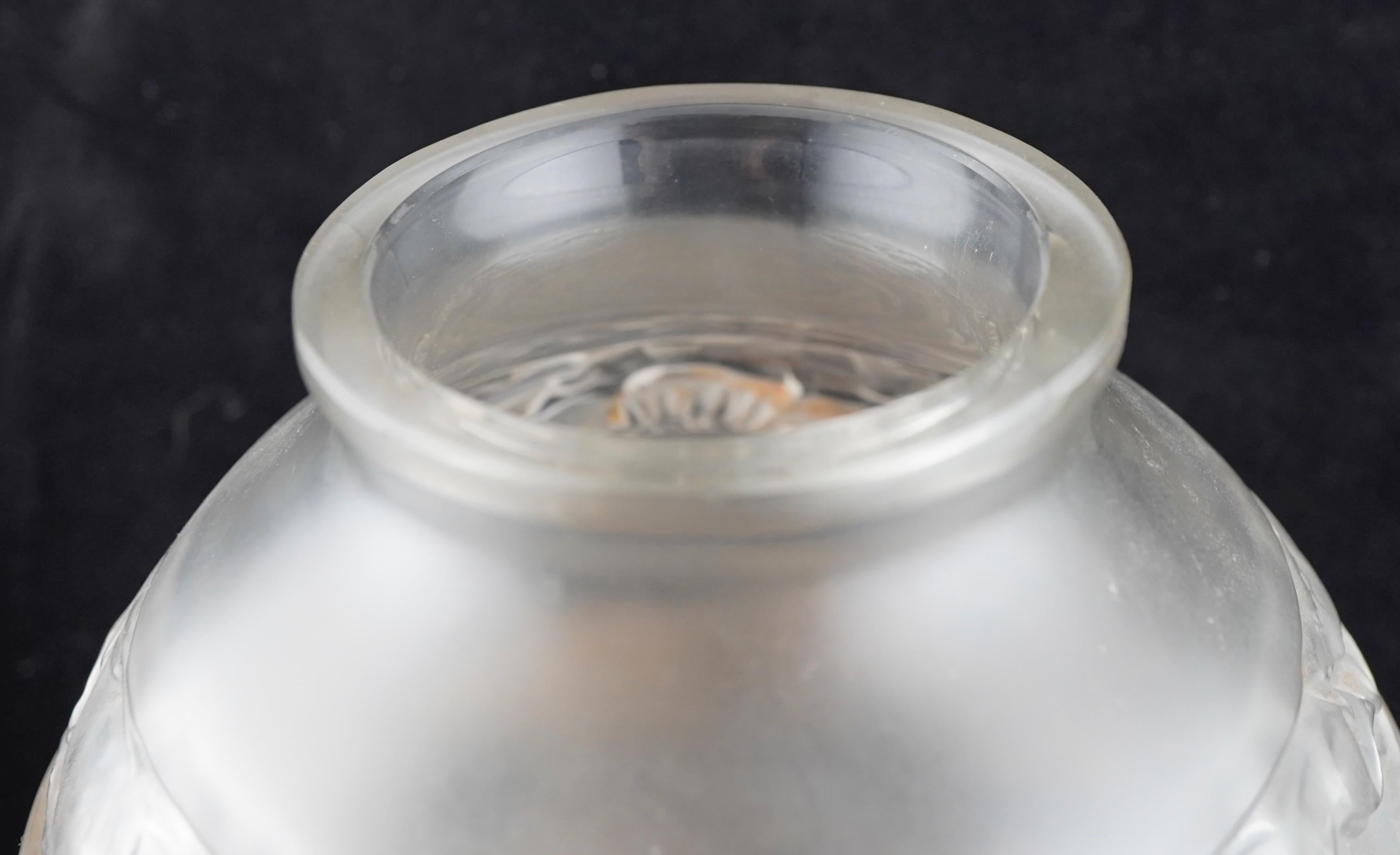 Stampato R Lalique Vaso Soudan Patina Seppia Circ 1927 Art Deco in vendita