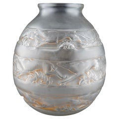 Antique R Lalique Soudan Vase Sepia Patina Circ 1927 Art Deco