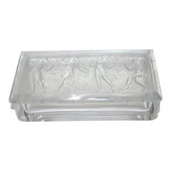 Vintage R. Lalique Style Frosted Glass Box with Piper and Dancers