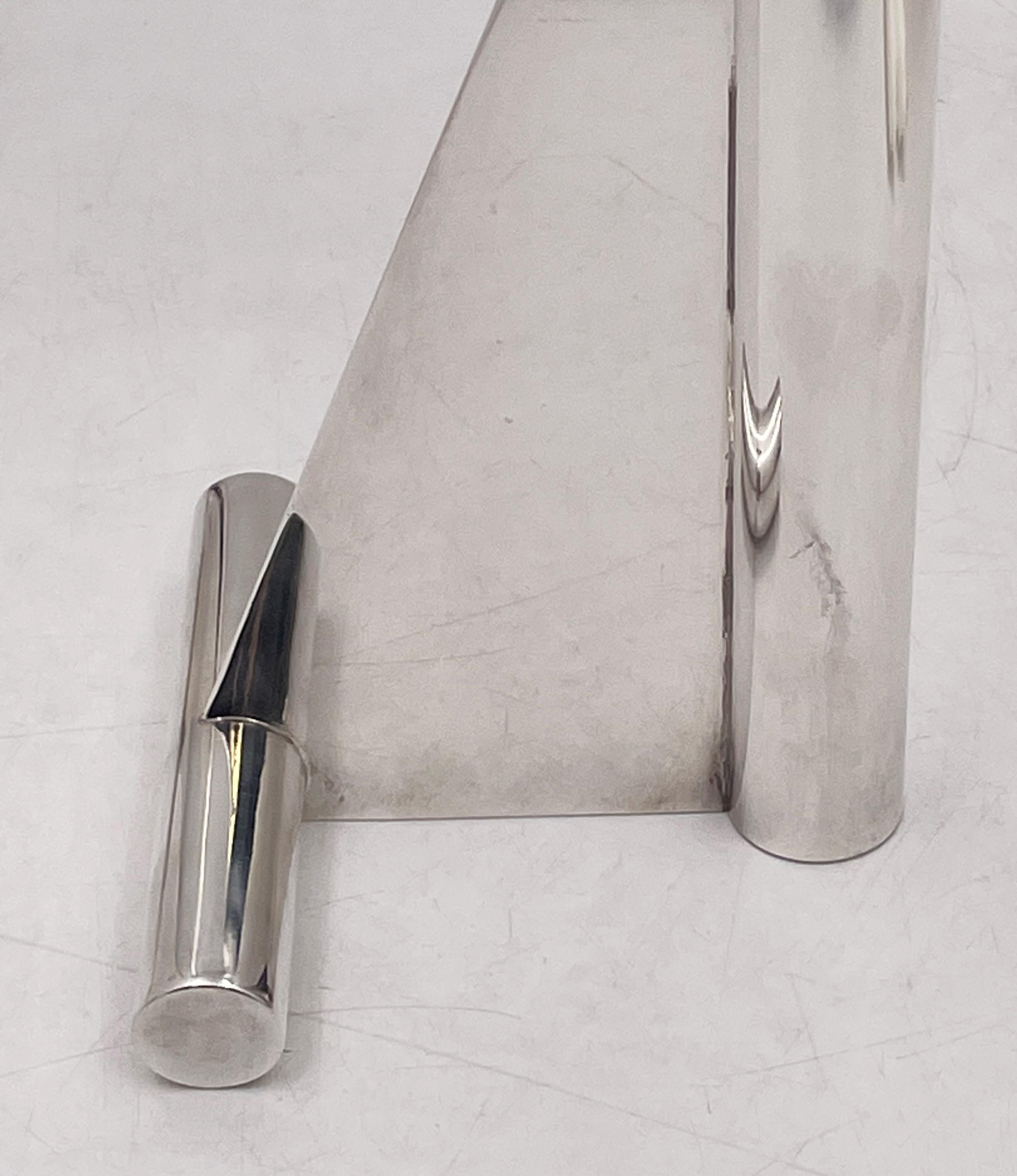 20th Century R Landau Israeli Judaica Pair of Sterling Silver Candlesticks Mid-Century Modern