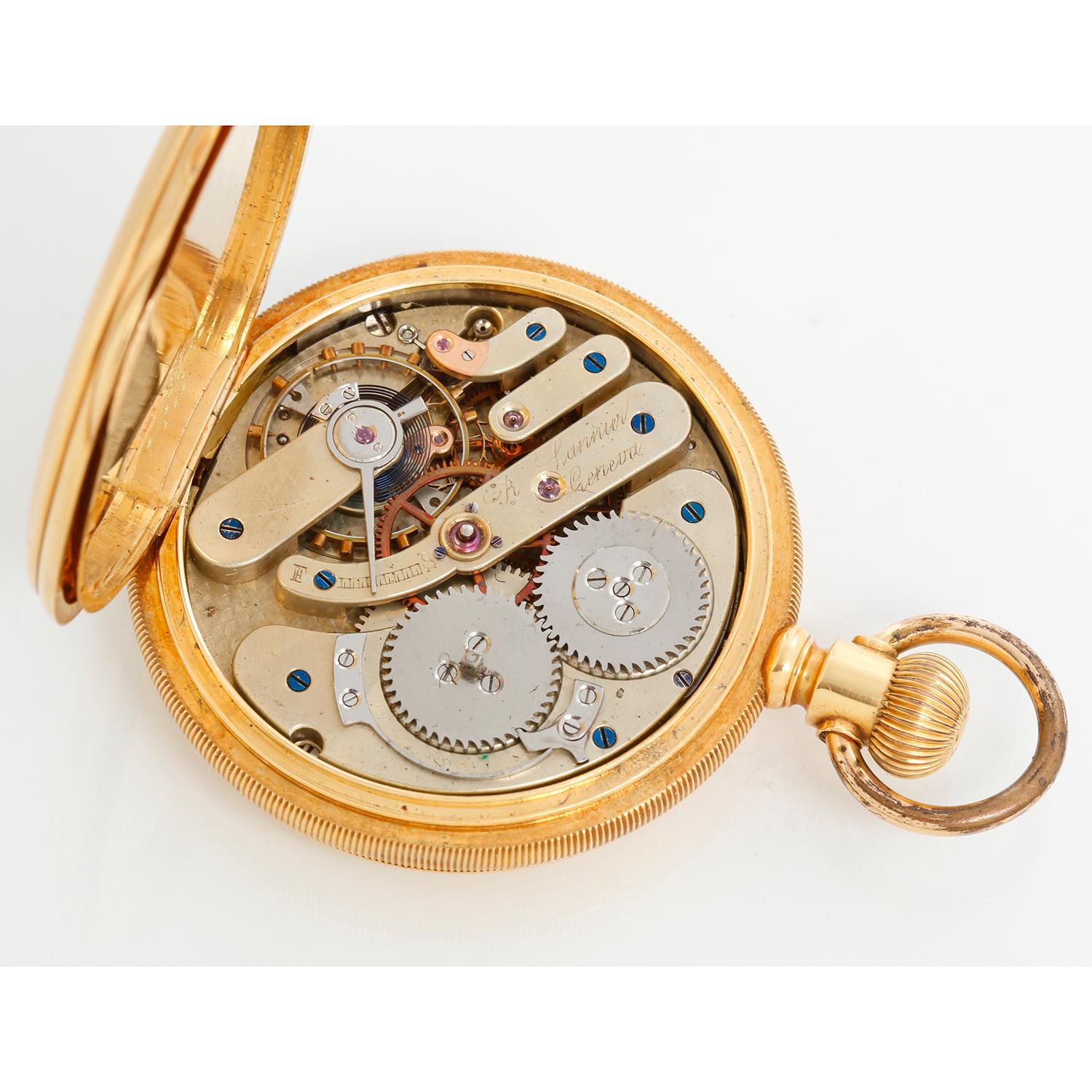 R. Lannier 18k Yellow Gold Men's Pocket Watch For Sale 2