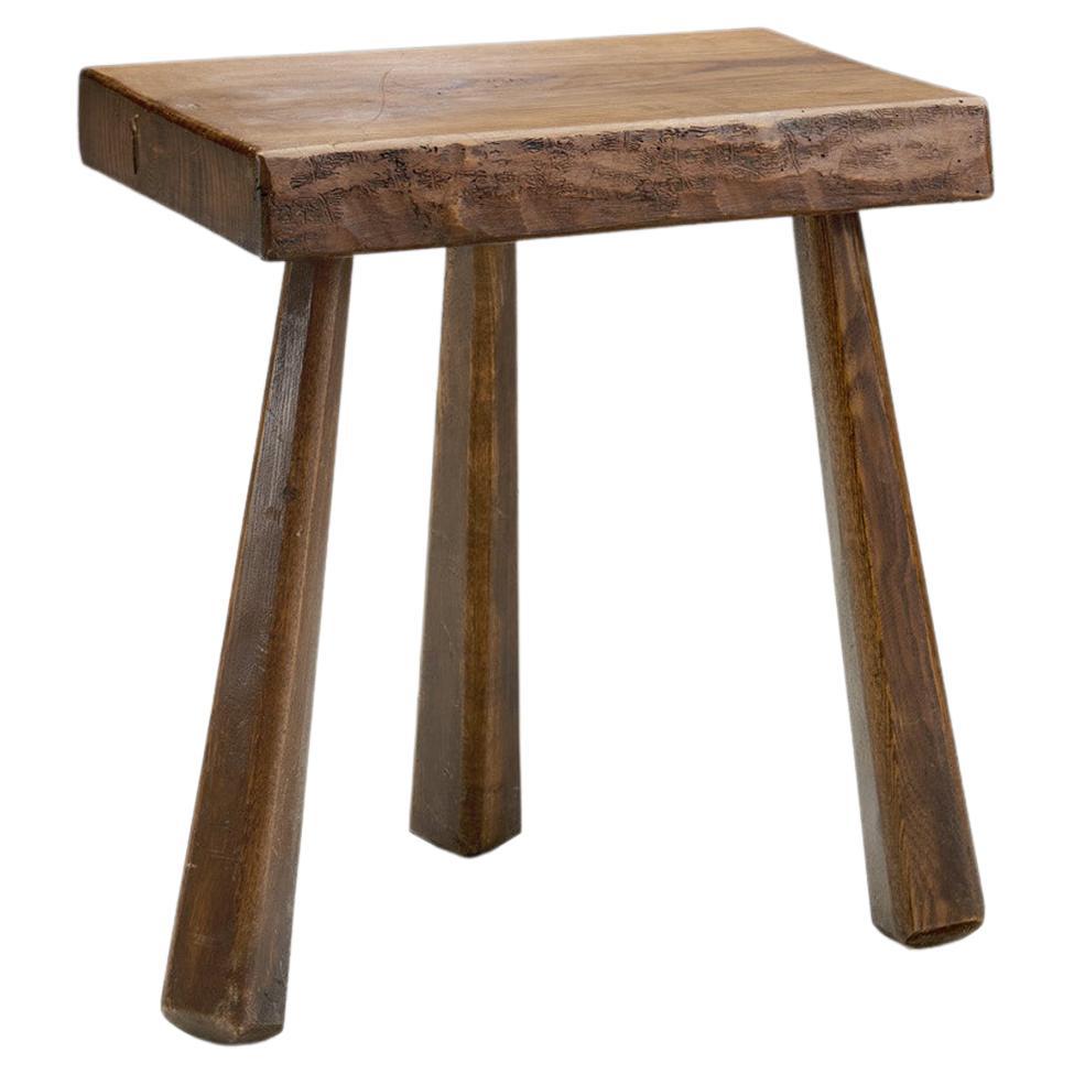 R. Laveze Stained Oak Tripod Stool, France 1965