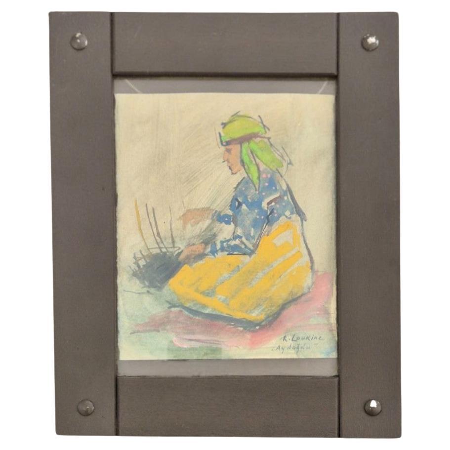 R. Loukine (1904-1988), Il cestaio, guazzo e acquerello, circa 1950 in vendita