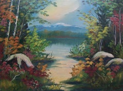 R LUDWIG - Folk Art Oil Painting on Panel - Signed - Canada - Early 20th Century