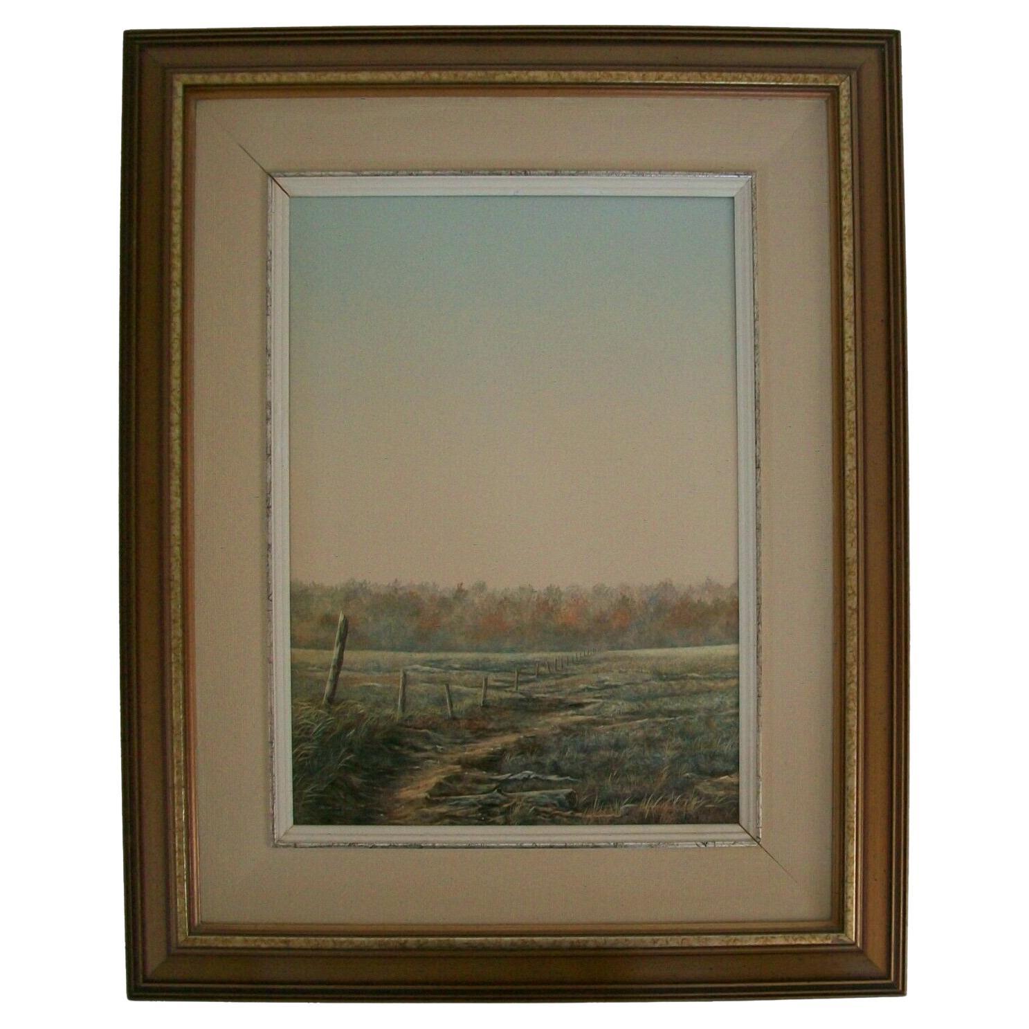 Peinture à l'acrylique encadrée « Early One Morning » de R. M. Schell, Canada, vers 1985