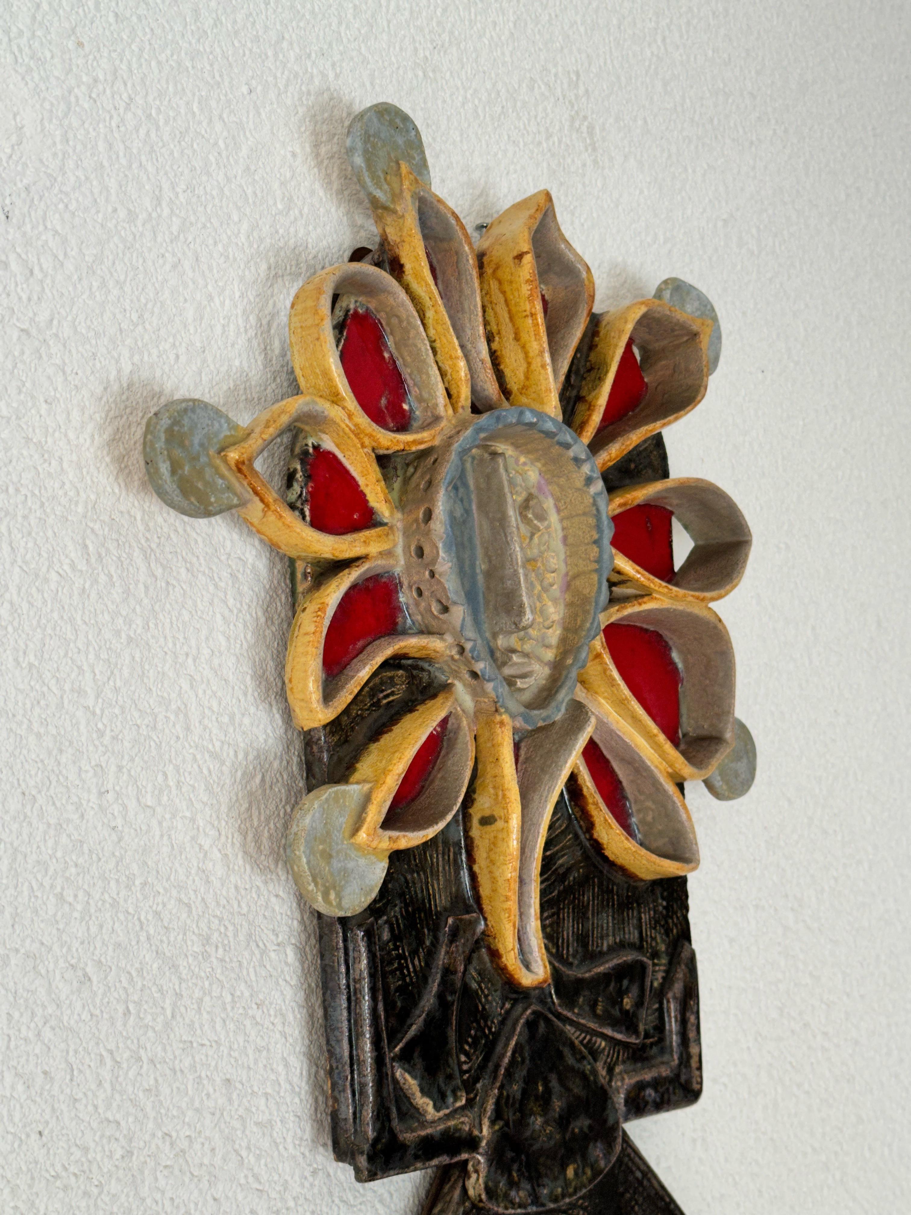 Hand-Carved R. MAREZ Vallauris hugeceramic wall panel, Unique Work, France circa 1960 For Sale