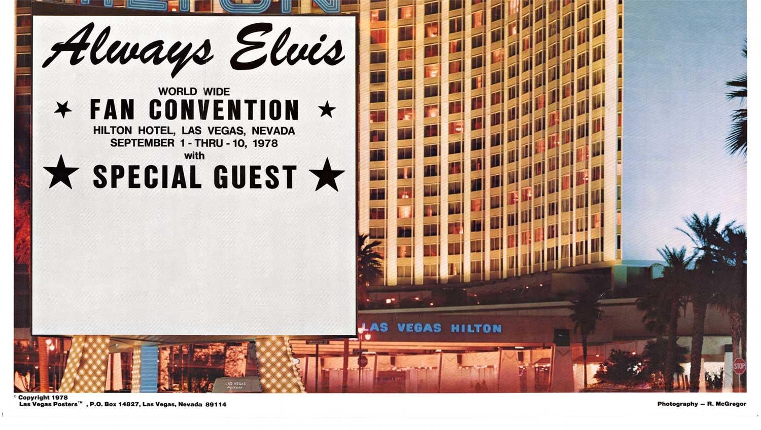 Original Las Vegas, Always Elvis World Wide Fan Convention, Vintage-Poster  (Schwarz), Print, von R. McGregor