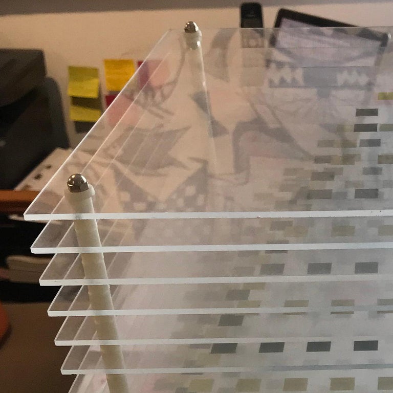 R. Michael Reed Geometric Plexiglass Sculpture w/ Pedestal Display