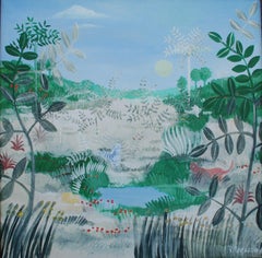 Jungle With Tiger Exotic Large Oil Painting