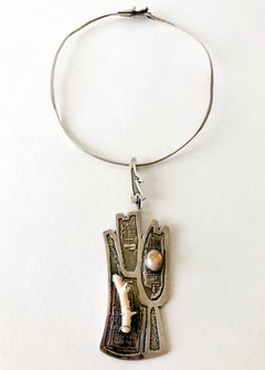 R. Nye Sterling Silver Opal Coral California Modernist Hamsa Studio Necklace