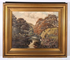 R. O.D - Mid 20th Century Oil, Trees On The Riverbanks