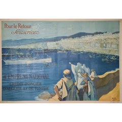 Circa 1920 original poster Pour le Retour Souscrivez port d'Alger