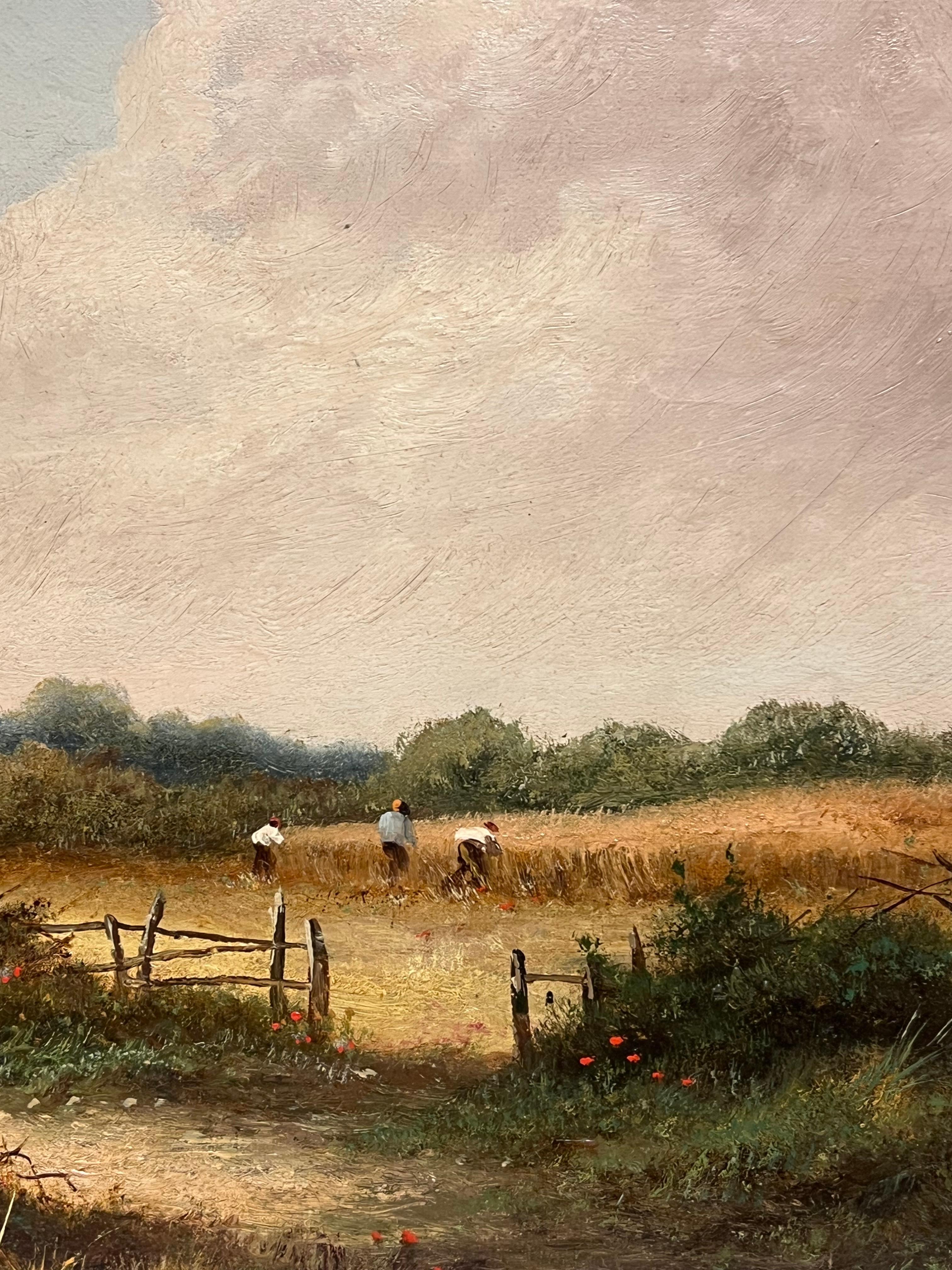 Viktorianische traditionelle englische ländliche Landschaft signiert Malerei Erntearbeiter im Angebot 10