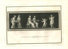 Fresco romain ancien - Gravure originale de VV. AA. - XVIIIe siècle