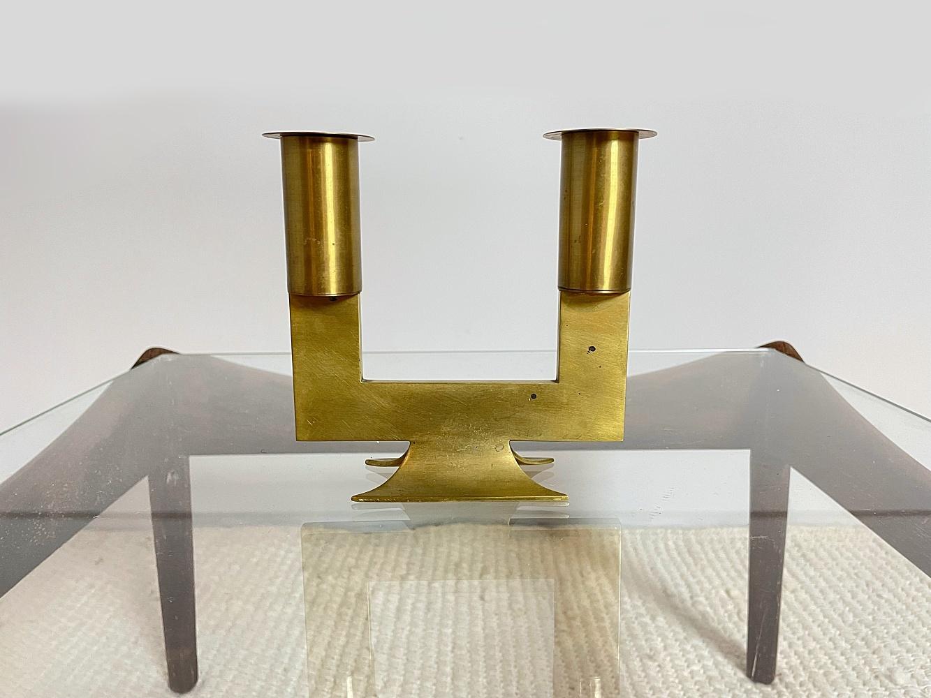 Austrian R. Rohac Mid-Century Modern Brass Candleholder, Candelabra, 1960s, Austria