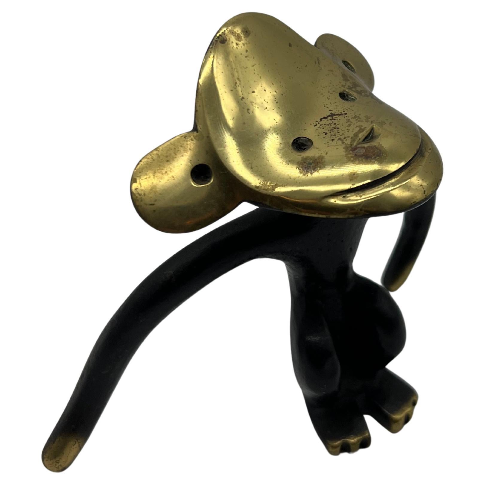 Richard Rohac, monkey with corkscrew, brass, from Austria, middle of the 20th century, good condition