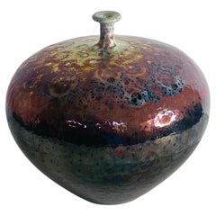 R. Rolli Deruta Italian Studio Ceramic Vase with Volcanic Glaze