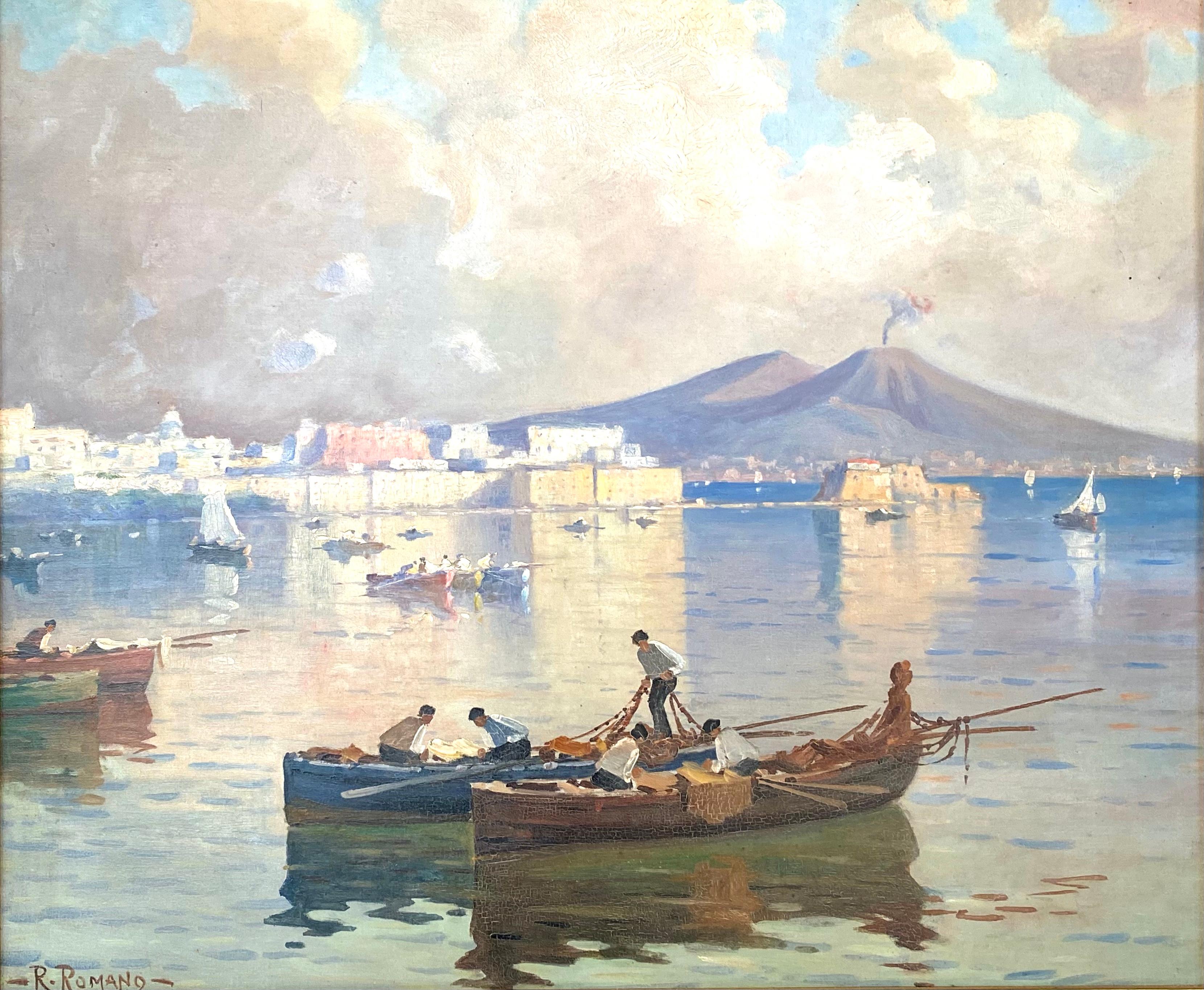 Landscape Painting R. Romano - Baie de Naples