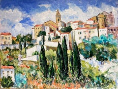 Gordes Provence Immense peinture à l'huile contemporaine originale française signée et datée