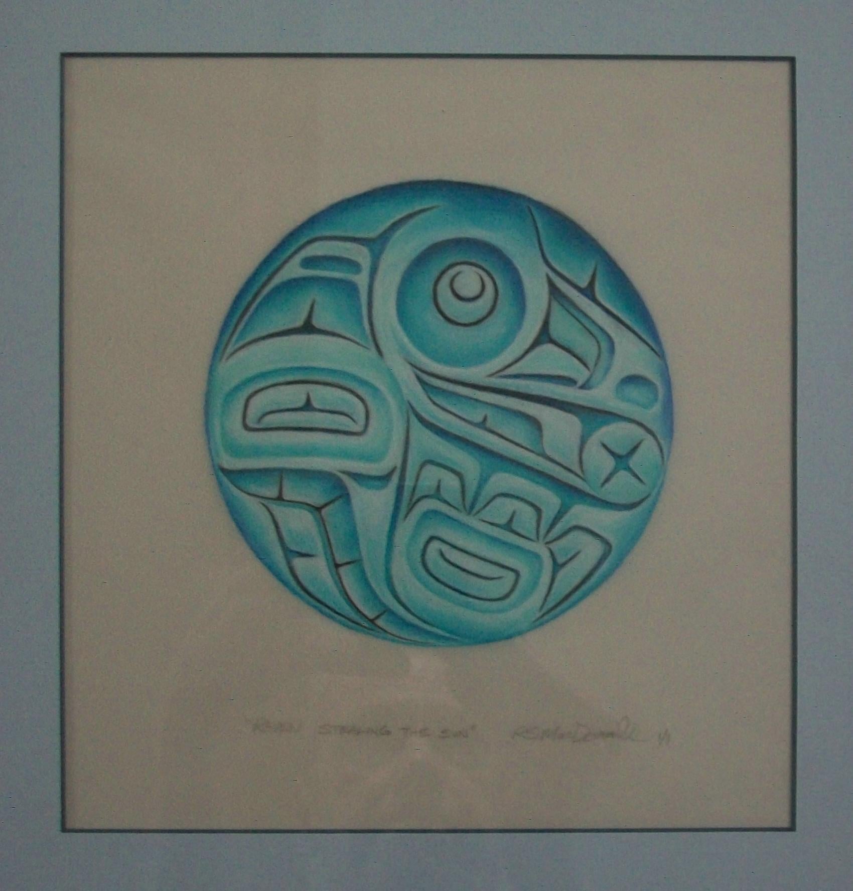 Contemporary R. S. Macdonald, 'Raven Stealing the Sun', Framed Drawing, Canada, C.2001 For Sale