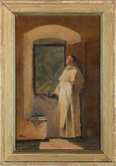 R. S. Price - Mid 20th Century Oil, A Monk At His Devotions