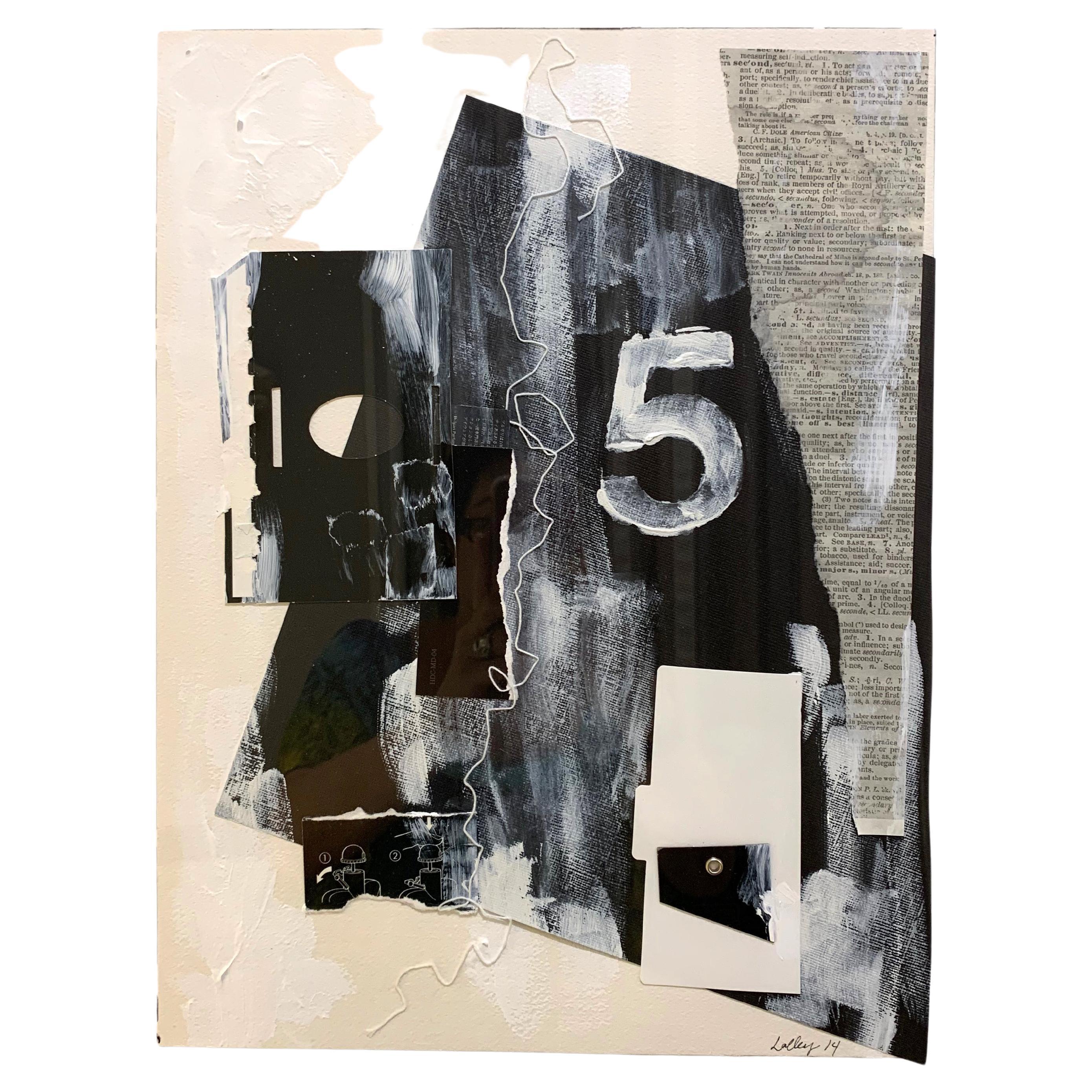 R. Scott Lalley "5" Made in 2014 Acrylic Paint, Ink and Paper Collage For Sale