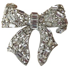 R. Serbin Giant Crystal Bow Brooch Pin
