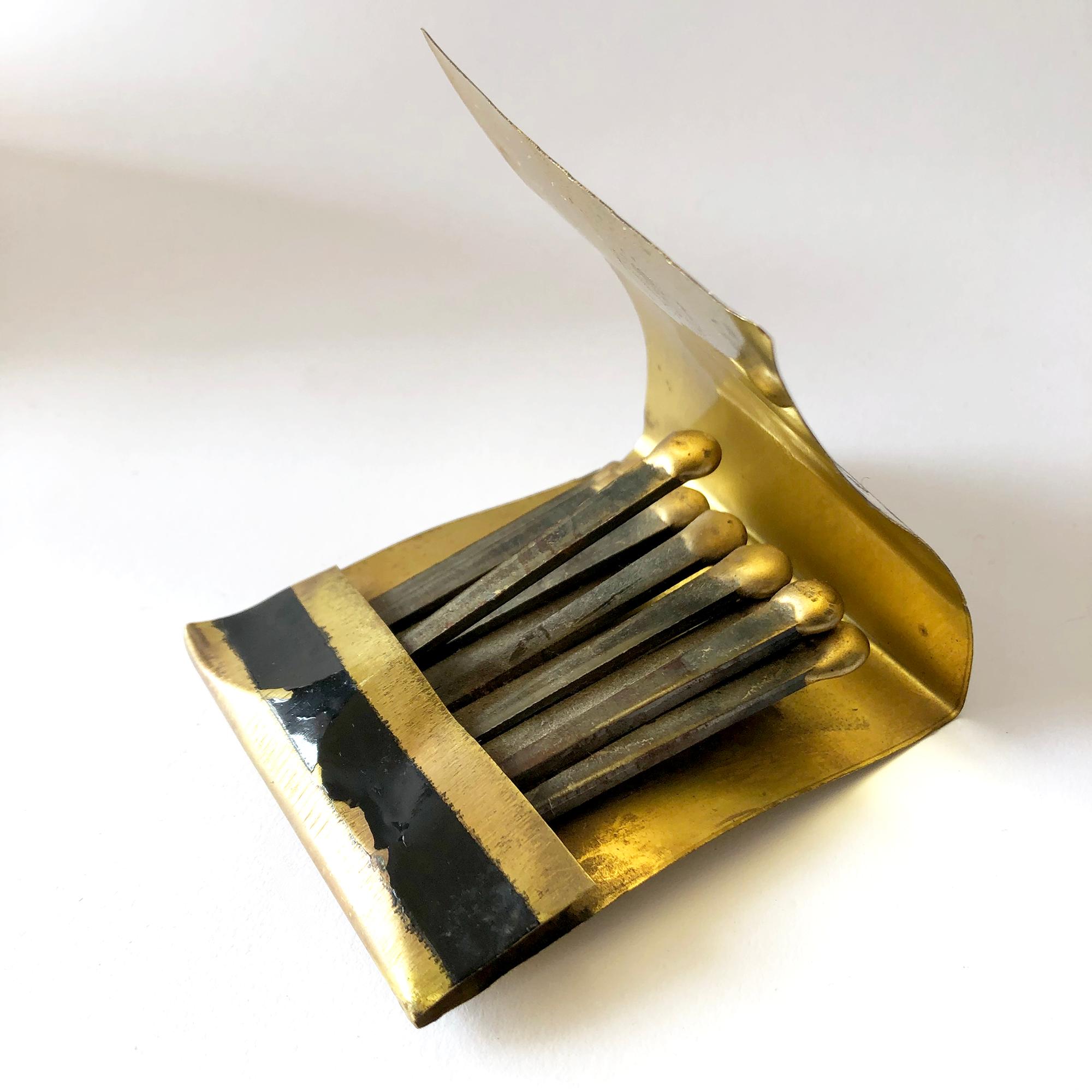 American R. Simmons 1970s Brass Matchbook Pop Art Sculpture