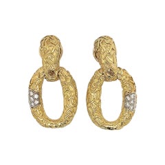 R. Stone Gold Diamond Doorknocker Earrings