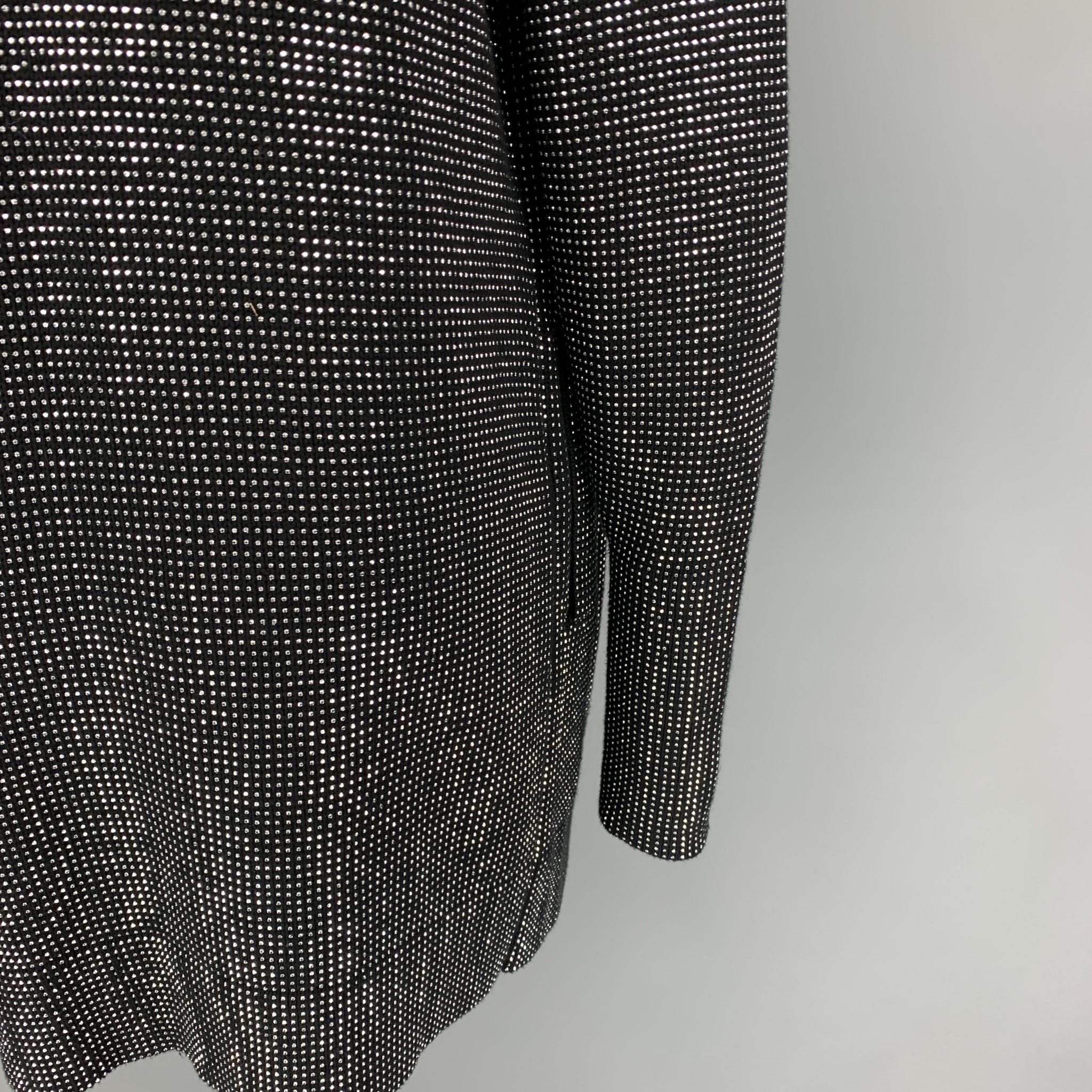 Women's R t A Size S Black Silver Cotton Studded Open Front Cardigan