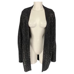 R t A Size S Black Silver Cotton Studded Open Front Cardigan