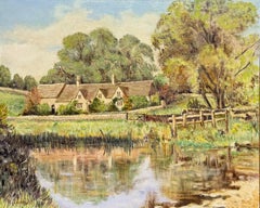 Sommer Englische Cotswolds Landschaft von The Mill House Andoversford Ölgemälde