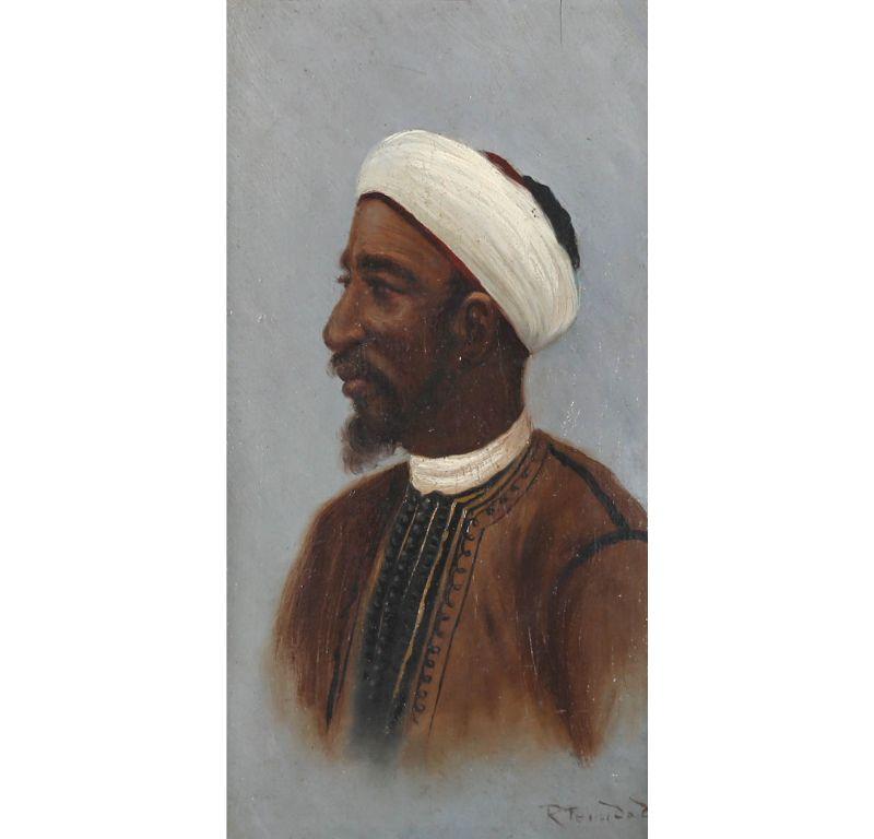 R. Trinidad - Olio dei primi del Novecento, Ritratto di un uomo nordafricano 1