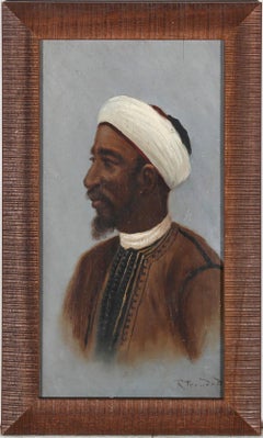 R. Trinidad - Début du 20e siècle Huile, Portrait d'un homme nord-africain