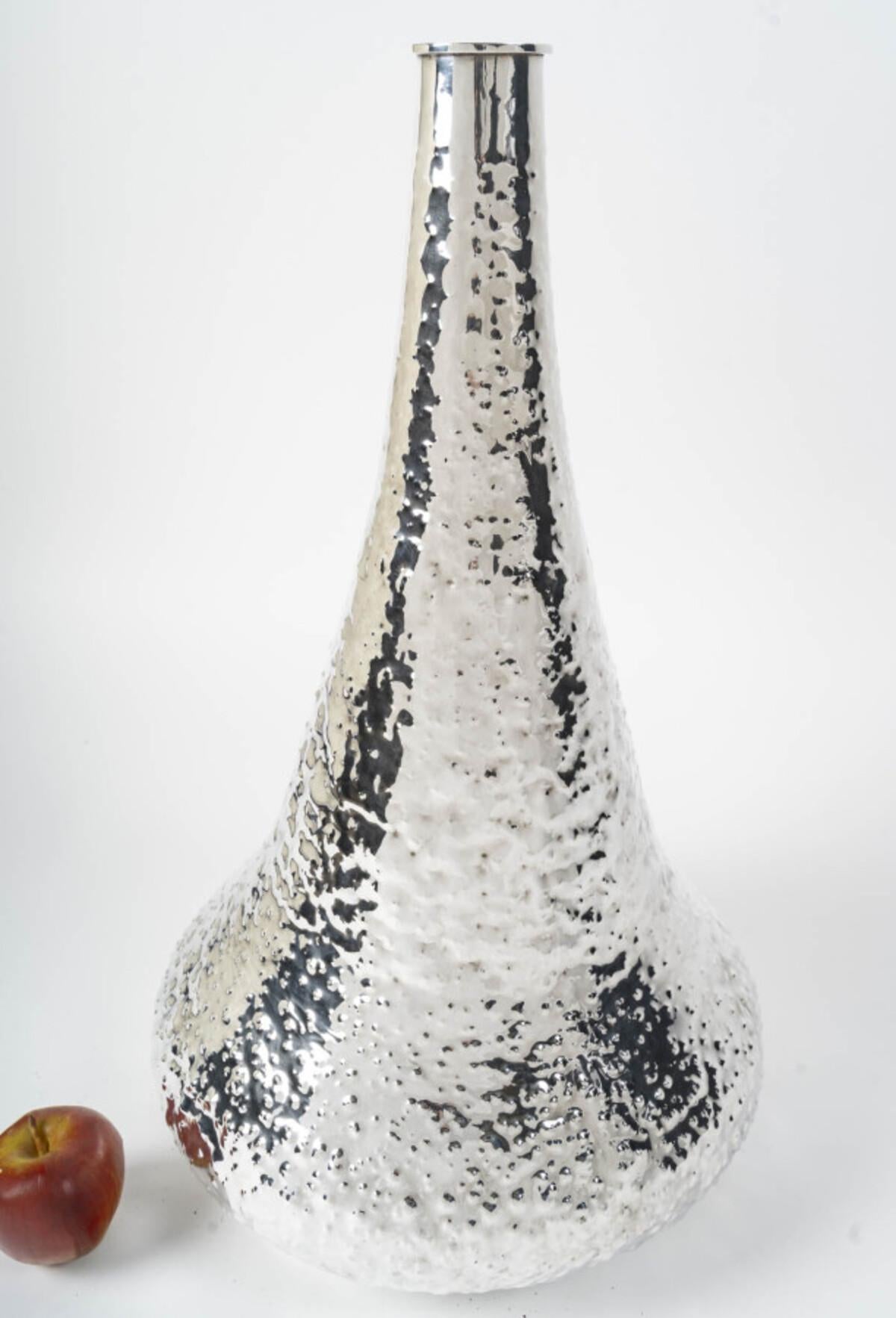 R. VALLE – Large 20th Century Solid Silver Vase – Northern Italy For Sale 12
