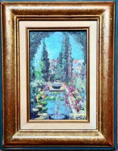 Signed Mediterranean Garden Impressionist Oil Painting, 38x30 cm