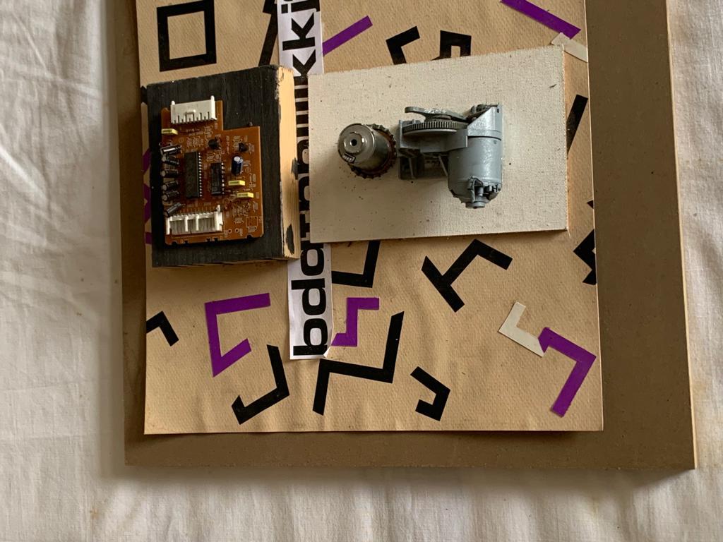 Italian R. Volpini, Collage with electronic parts, mixed media, 1960s For Sale