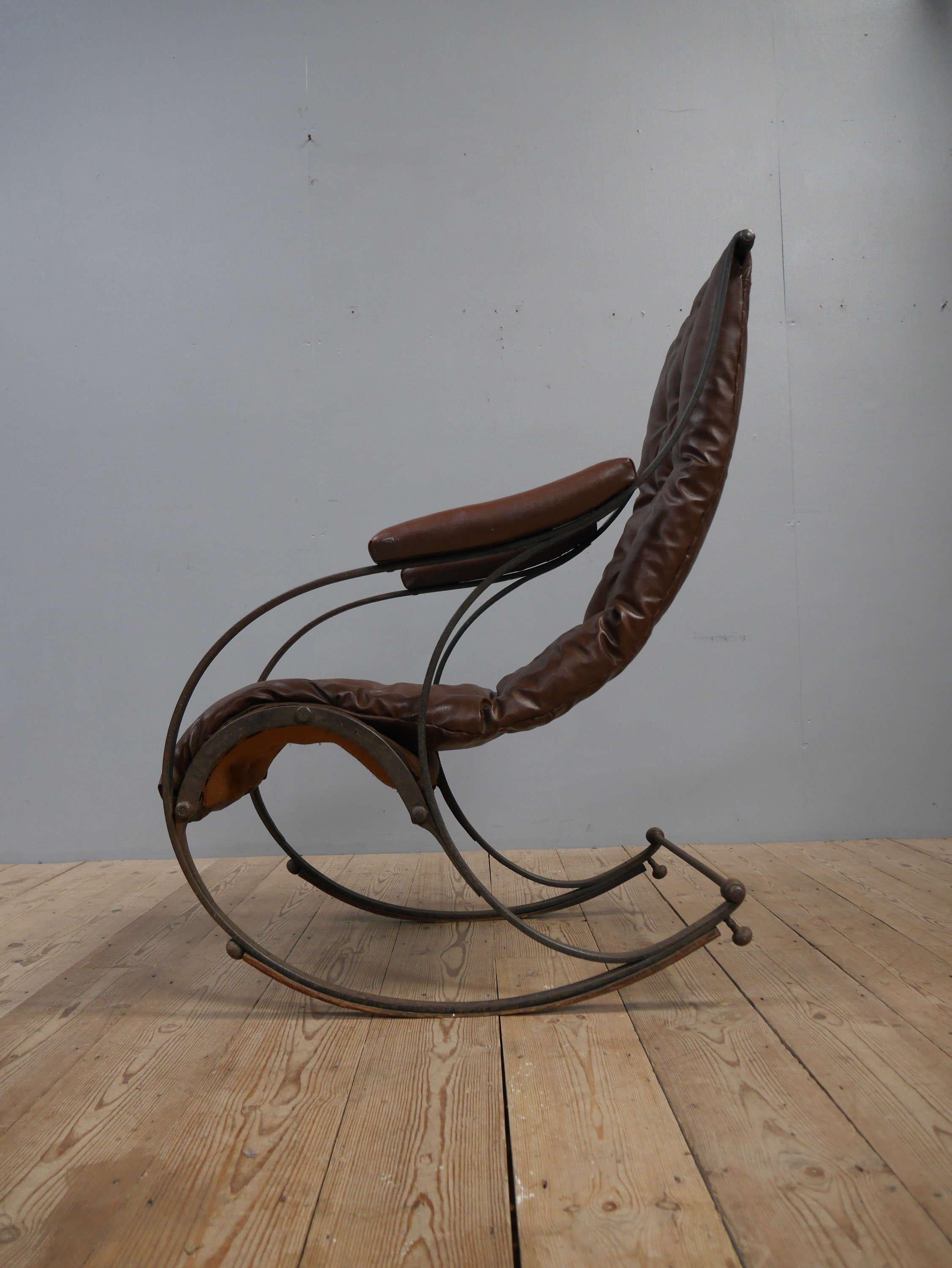 R W Winfield Iron Rocking Chair c1870 In Fair Condition In Downham Market, GB