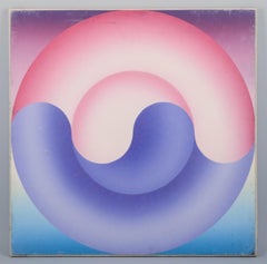 R. Wagner, European artist. Oil on board. Geometric composition. Ca. 1970.