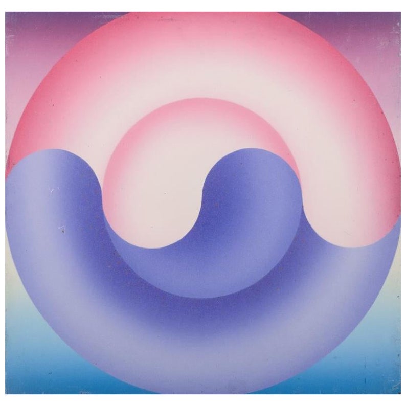 R. Wagner, europäischer Künstler. Öl auf Karton. Geometrische Komposition. Ca. 1970.
