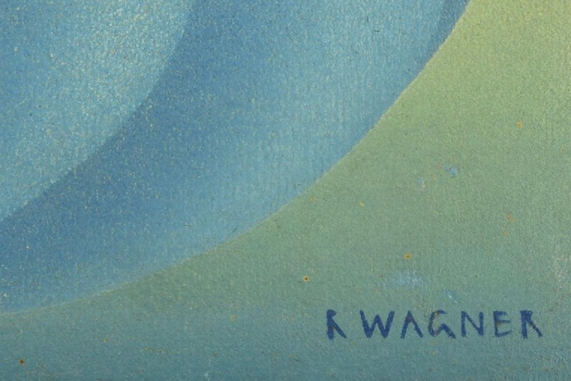 R. Wagner, artiste européen, huile sur panneau, composition géométrique, datée de 1970 Excellent état - En vente à Copenhagen, DK