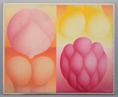 R. Wagner, European artist. Oil on board. Semi-abstract composition. 1970.