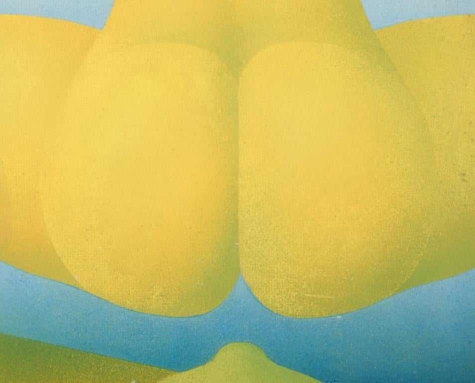 R. Wagner, europäischer Künstler. Öl auf Karton. Semi-abstrakte Komposition. 1970. im Zustand „Hervorragend“ im Angebot in København, Copenhagen