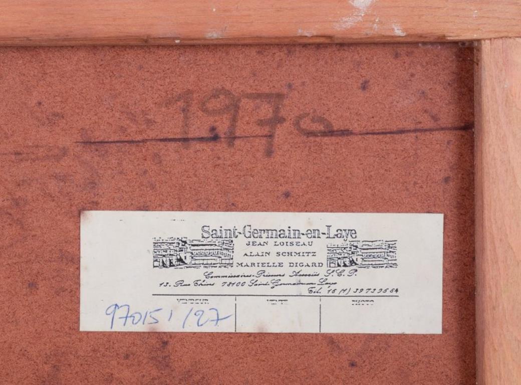 R. Wagner, europäischer Künstler. Öl auf Karton. Semi-abstrakte Komposition. 1970. im Angebot 3
